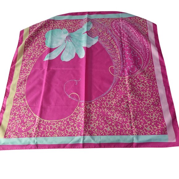Norma Dori Accessories - VTG Norma Dori Women's Floral Pink Blue Scarf Cote D'Azur Square